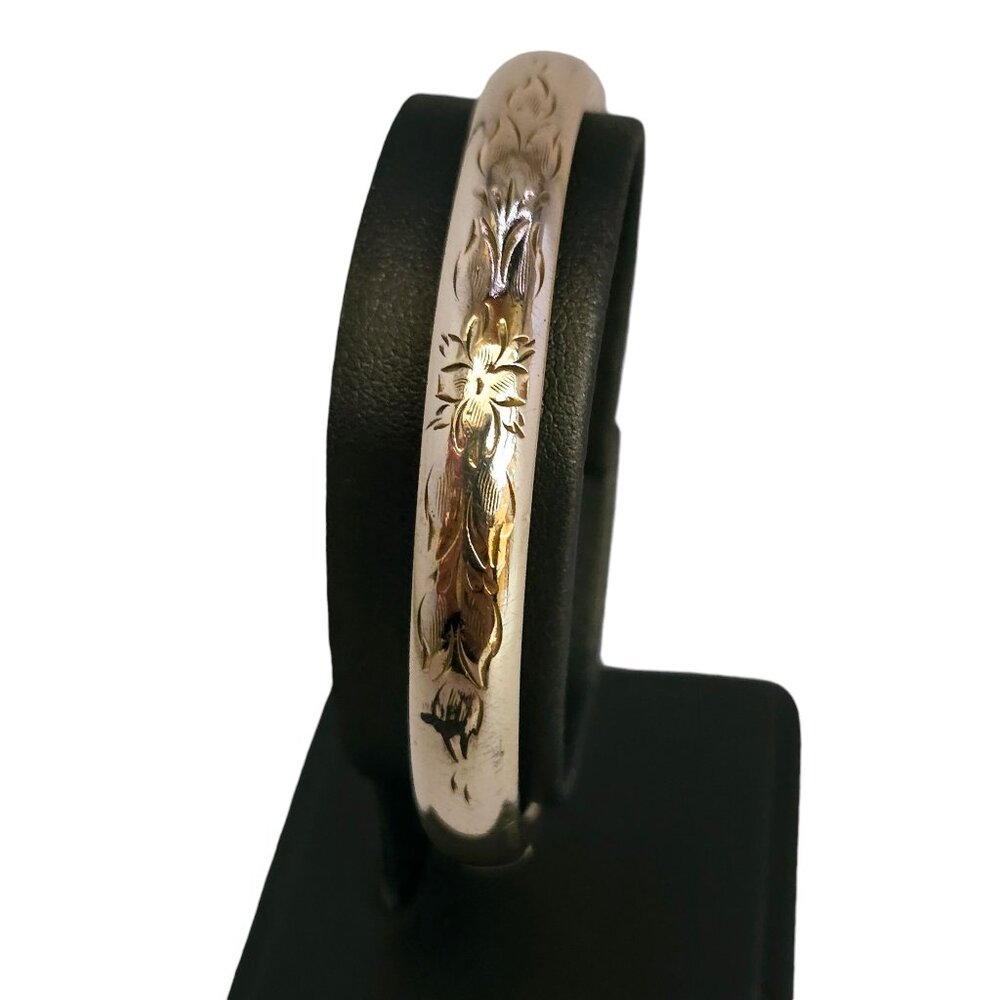 Antique Gold Filled Embossed Bangle Bracelet (A6838)